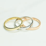Ladies Ring - 10K Gold set (3) yellow, white & pink tricolor stackable pieces - RIG132