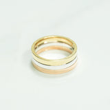 Ladies Ring - 10K Gold set (3) yellow, white & pink tricolor stackable pieces - RIG132