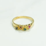 Ring - 10K gold 4 multicolored yellow cz heart stones - RIG133