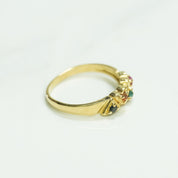 Bague - Or 10K 4 pierres en coeur jaune cz multicolore - RIG133