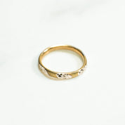 Children's ring - 10K gold striped two-tone yellow & white diamond cut - RIG145