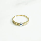 Children's ring - 10K gold two-tone yellow & white cz blue - RIG147