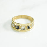Bague - Or 10K cercles brillants deux tons jaune & blanc - RIG153