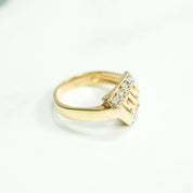 Lady's ring - 10K gold pave greek key two-tone yellow & white cz - RIG158