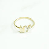 Woman's ring - 10K gold "NY" paved with yellow cz - RIG172