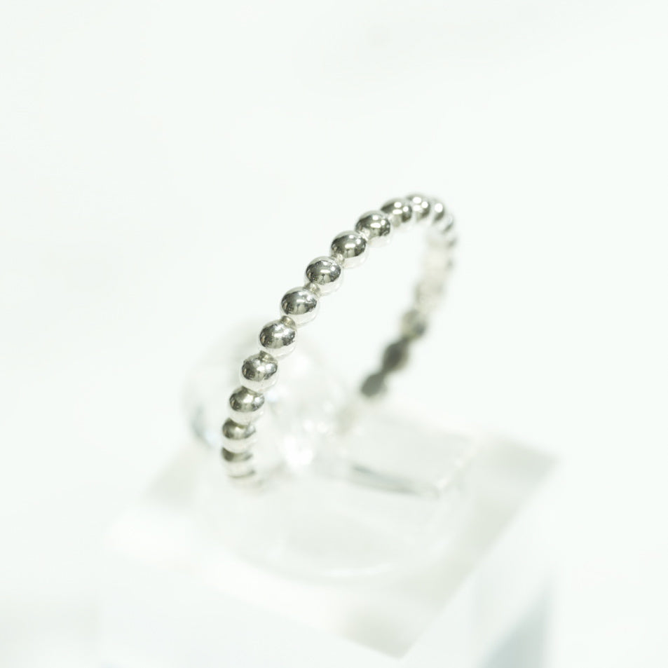 Bague - Or 10K perlée poli superposable blanc - RIG173