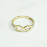 Bague - Or 10K infini pavé deux tons jaune & blanc cz - RIG177