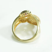 Bague - Or 10K tri-ovales pavé jaune cz multicolore - RIG179