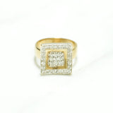 Bague - Or 10K carré pavé deux tons jaune & blanc cz - RIG190