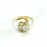 Bague - Or 10K deux tons jaune & blanc tourbillon avec pierres  cz - RIG192