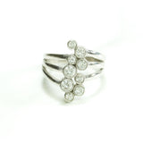 Bague - Or 10K triple bande poli avec pierres blanc cz - RIG194