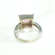 Bague - Or 10K pierre coupe princesse pavé blanc cz rose - RIG195