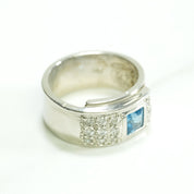 Bague - Or 10K bandes superposées pavé avec pierre coupe princesse blanc cz bleu - RIG199