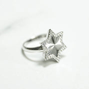 Bague - Or 10K étoile brillant pavé blanc cz - RIG205