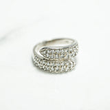 Bague - Or 10K bandes superposées pavé blanc cz - RIG206
