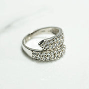 Bague - Or 10K bandes superposées pavé blanc cz - RIG206