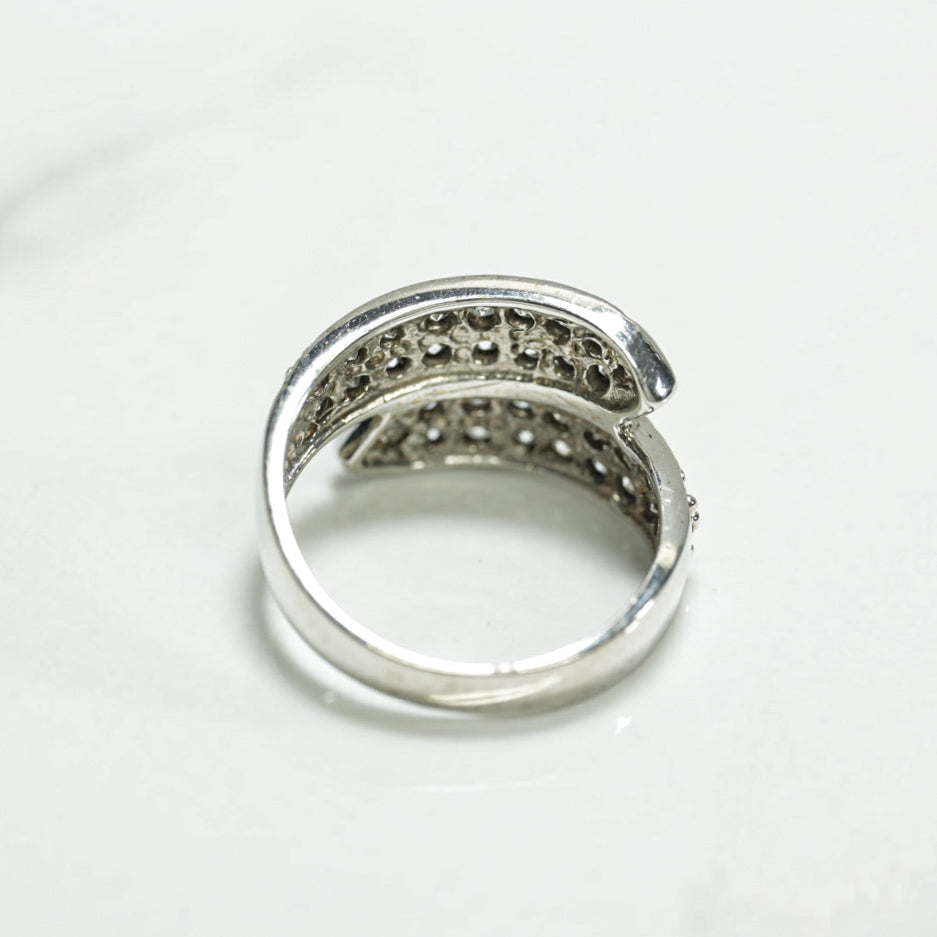 Bague - Or 10K bandes superposées pavé blanc cz - RIG206