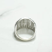 Lady's ring - 10K gold striped with white cz pave - RIG208