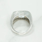 Bague - Or 10K pierre coupe princesse pavé blanc cz bleu - RIG211