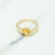 Bague - Or 10K pierre coupe coussin poli jaune cz jaune - RIG213