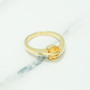 Bague - Or 10K pierre coupe coussin poli jaune cz jaune - RIG213