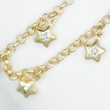 Bracelet de cheville femme - Or 10K jaune  rolo avec charmes étoiles cz 10" - ANG013