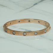 Bracelet jonc - Or 10K amour éternel rose cz - BRG102
