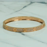 Bracelet jonc - Or 10K amour pavé rose cz - BRG103