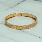 Unisex Bangle - 10K Gold Love Pink Pave Cz - BRG103