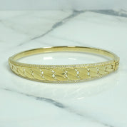 Lady's Bangle - 10K Gold Cuban Yellow Pave Cz - BRG106
