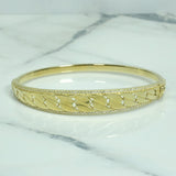 Bracelet jonc - Or 10K motif cuban link jaune pavé cz - BRG106