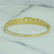 Lady's Bangle - 10K Gold Cuban Yellow Pave Cz - BRG106