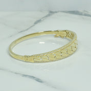 Lady's Bangle - 10K Gold Cuban Yellow Pave Cz - BRG106