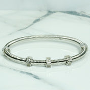 Bracelet jonc - Or 10K écrou blanc pavé cz - BRG108