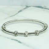 Unisex Bangle - 10K Gold White Nut with Cz Pave - BRG108