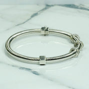 Bracelet jonc - Or 10K écrou blanc pavé cz - BRG108