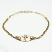 Unisex bracelet - 10K two-tone yellow & white medical gold with 8.5" diamond-cut links - BRG166