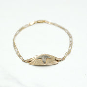 Unisex bracelet - 10K two-tone yellow & white medical gold with 7" diamond-cut figaro links - BRG171