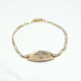 Unisex bracelet - 10K two-tone yellow & white medical gold with 7" diamond-cut figaro links - BRG171