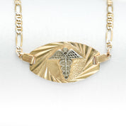 Unisex bracelet - 10K two-tone yellow & white medical gold with 7" diamond-cut figaro links - BRG171