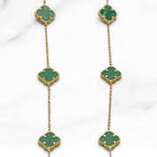 Long necklace - 10K gold green clovers 39" - CHG051