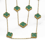 Long necklace - 10K gold green clovers 39" - CHG051