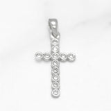 Pendentif - Or 10K blanc croix en pierre cz - PEG073