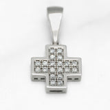 Pendentif - Or 10K blanc "+" pavé cz - PEG125