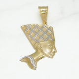 Pendant - 10K two-tone yellow & white gold Nefertiti diamond cut - PEG061