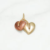 Pendentif - Or 10K deux tons jaune & rose wishbone avec deux coeurs poli - PEG071