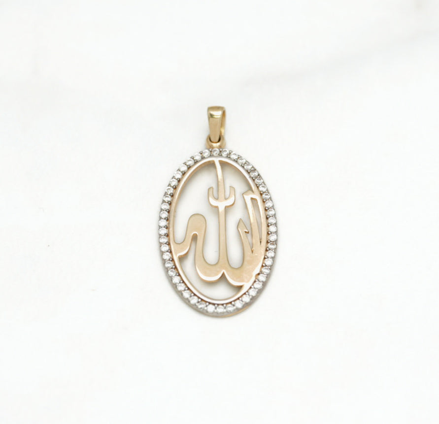 Pendant - 10K Gold Allah cz pave - PEG083