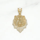 Pendant - 10K Yellow Gold Tiger head pave cz - PEG085