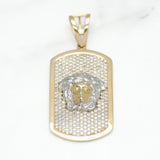 Pendant - 10K Gold two-tone yellow & white plate with cz pave jellyfish head - PEG087