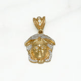Pendentif - Or 10K jaune tête de Méduse pavé cz - PEG089